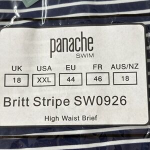 NWT Panache Womens Britt Stripe High Waist Bikini Bottom XXL Navy White SW0926